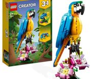 LEGO 31136 Creator Pappagallo Esotico, Set 3 in 1 con Pesce e Rana