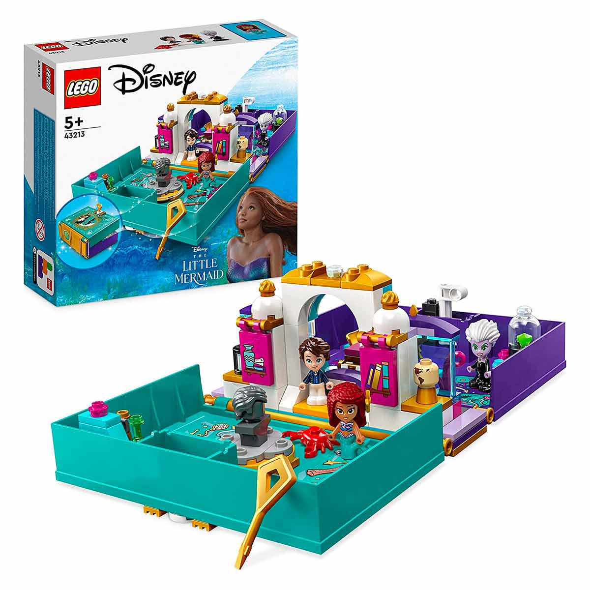 Scopri il Mondo di Ariel con Set Gioco Libro delle Fiabe La Sirenetta LEGO 43213, Giochi Costruzioni Tascabili