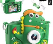 Macchina Fotografica Bambini Dinosauro verde, 1080P HD Selfie – 32G