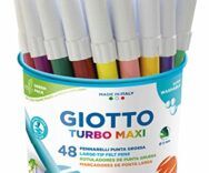 Pennarelli Giotto Turbo Maxi – Barattolo Set 48 Colori a Punta larga