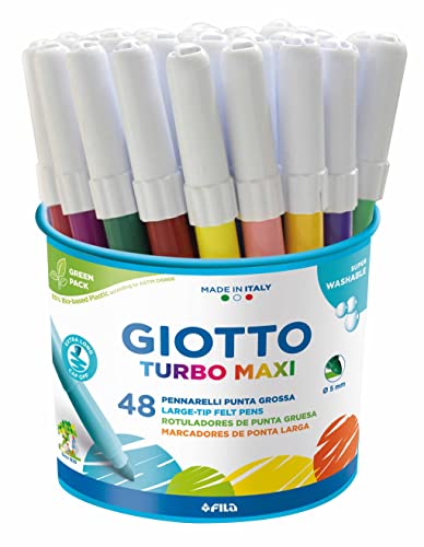 Pennarelli Giotto Turbo Maxi – Barattolo Set 48 Colori a Punta larga