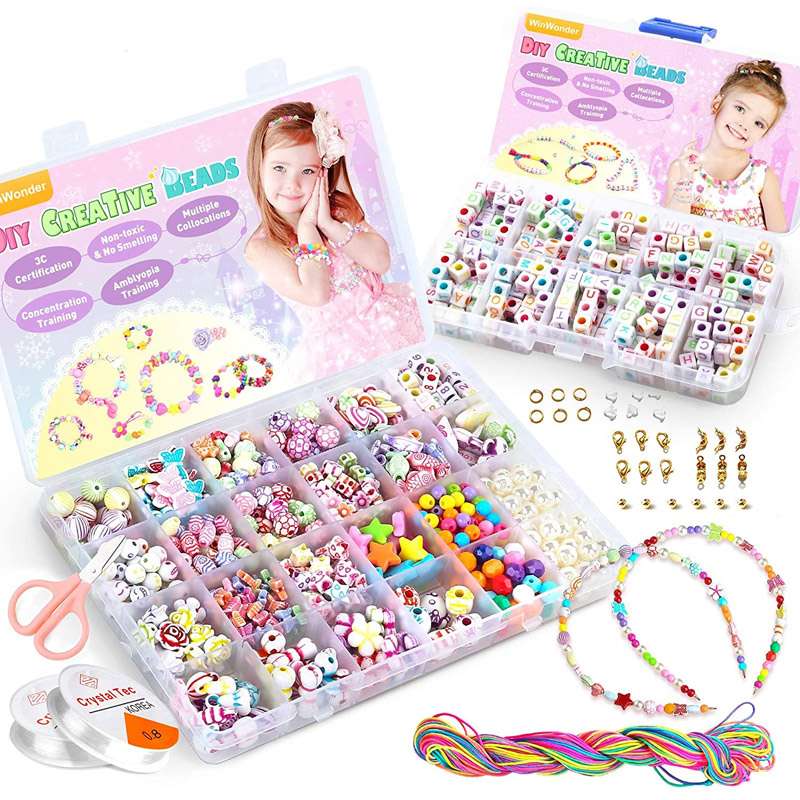 Kit lettere e Perline braccialetti bambina - 1150 pezzi 