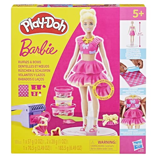 Play-Doh – Barbie Set Balze e Fiocchi, gioco di pasta modellabile e acconciature