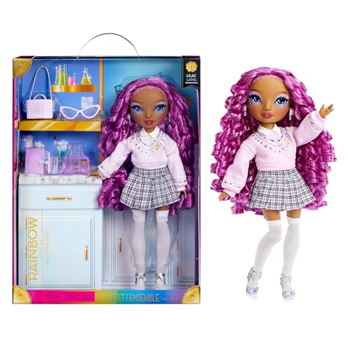 Rainbow High Lilac Lane, Bambola alla moda viola con abiti e occhiali – Fashion Doll