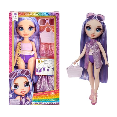 Rainbow High Violet – Bambola alla Moda 28 cm con Costume da bagno e accessori – Swim & Style