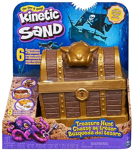 Sabbia Cinetica Playset Caccia al Tesoro dei Pirati, con 567gr di Sabbia Magica e 9 Tesori Nascosti