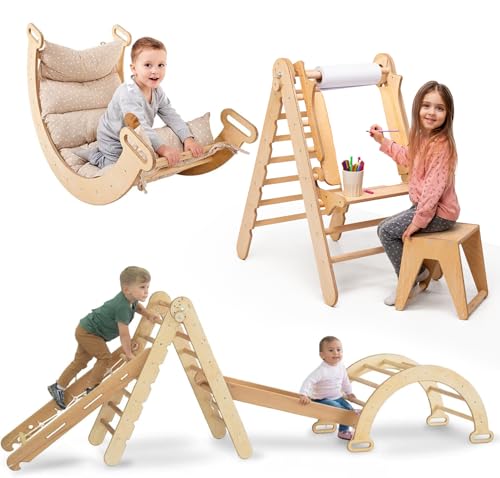 Struttura da arrampicata da interni 6 in 1 per bambini – Climbing in casa – Gioco Montessori per motricità , palestra in legno per bambini, giocattoli da arrampicata pieghevoli per bambini di età compresa tra 1 e 7 anni